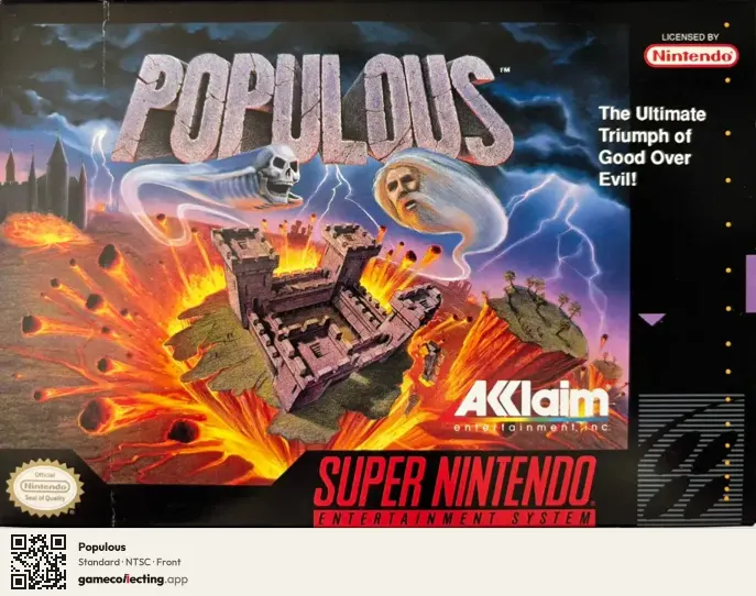 Populous Super Nintendo Entertainment System, NTSC box front