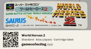 World Heroes 2 Super Nintendo Entertainment System, Asia cartridge label