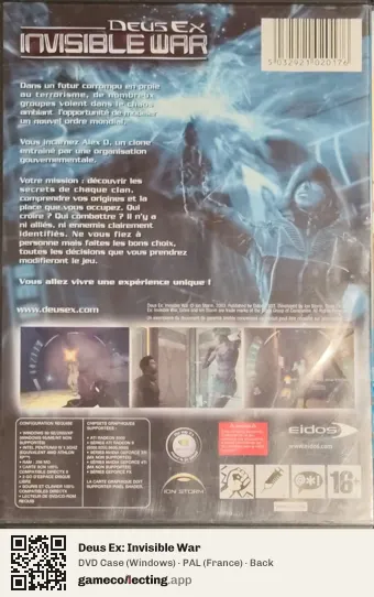 Deus Ex: Invisible War Computer, France box back
