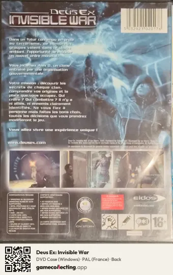 Deus Ex: Invisible War Computer, France box back
