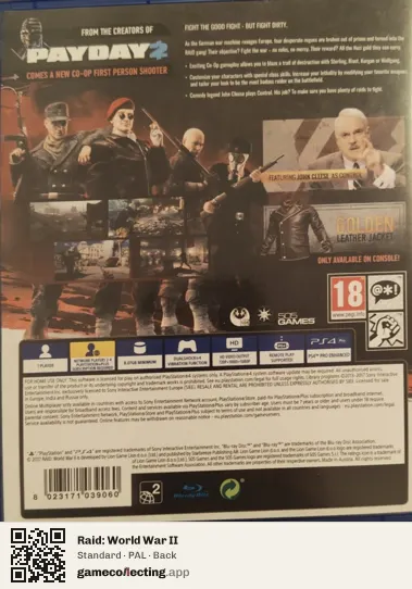 Raid: World War II PlayStation 4, PAL box back