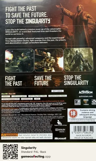 Singularity Xbox 360, PAL box back