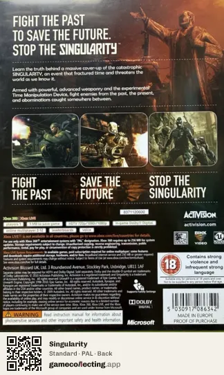 Singularity Xbox 360, PAL box back