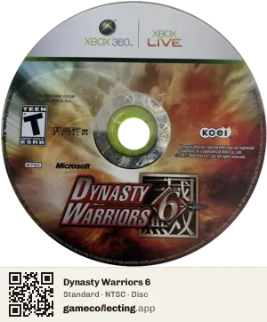 Dynasty Warriors 6 Xbox 360, NTSC disc