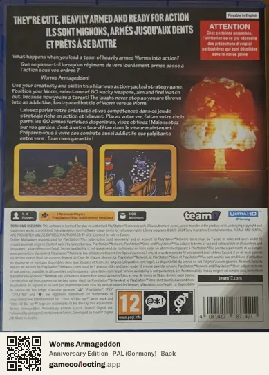 Worms Armageddon PlayStation 5, Germany box back