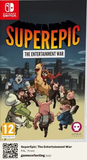 SuperEpic: The Entertainment War Nintendo Switch, PAL box front