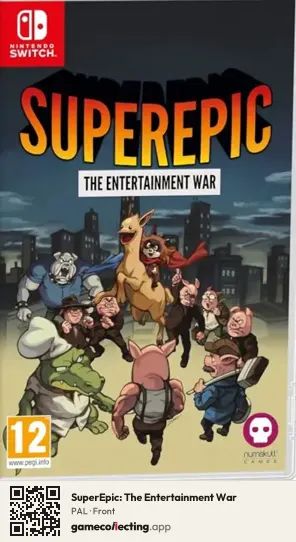SuperEpic: The Entertainment War Nintendo Switch, PAL box front