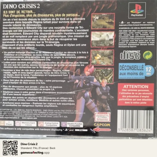 Dino Crisis 2 PlayStation, France box back