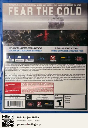 1971 Project Helios PlayStation 4, NTSC box back