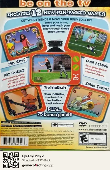 EyeToy: Play 2 PlayStation 2, NTSC box back