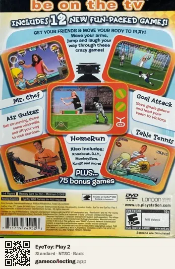 EyeToy: Play 2 PlayStation 2, NTSC box back