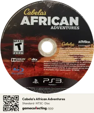 Cabela's African Adventures PlayStation 3, NTSC disc