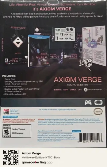 Axiom Verge Nintendo Wii U, NTSC box back