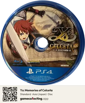 Ys: Memories of Celceta PlayStation 4, Asia disc