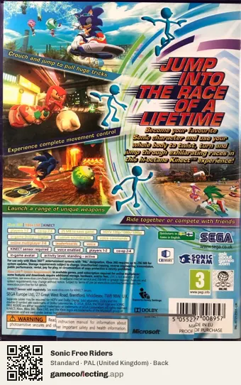 Sonic Free Riders Xbox 360, United Kingdom box back