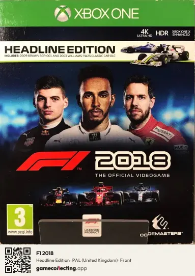 F1 2018 Xbox One, United Kingdom box front