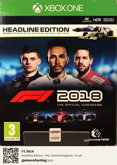 F1 2018 Xbox One, United Kingdom box front