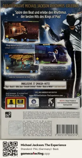 Michael Jackson: The Experience PlayStation Portable, Germany box back