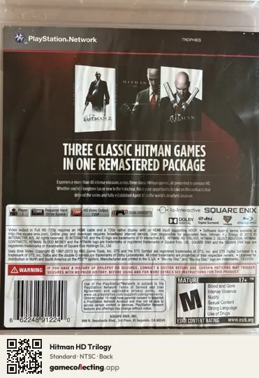 Hitman HD Trilogy PlayStation 3, NTSC box back