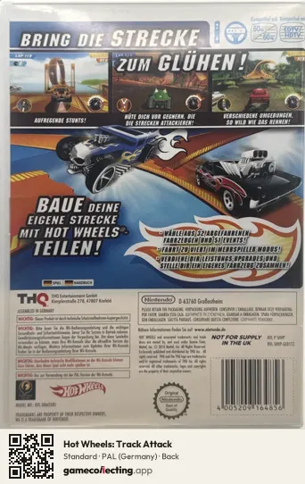 Hot Wheels: Track Attack Nintendo Wii, Germany box back