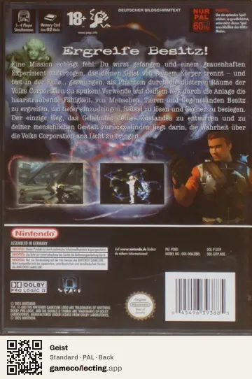 Geist Nintendo GameCube, PAL box back