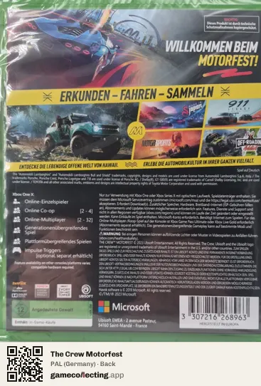 The Crew Motorfest Xbox One, Germany box back