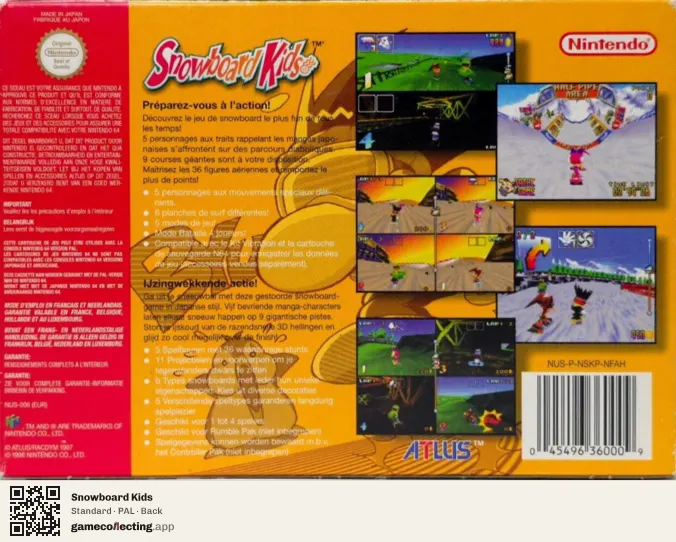 Snowboard Kids Nintendo 64, PAL box back