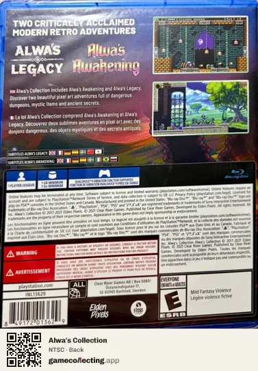 Alwa's Collection PlayStation 4, NTSC box back