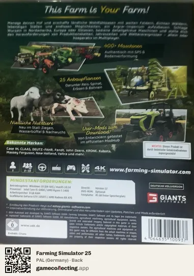 Farming Simulator 25 Computer, Germany box back
