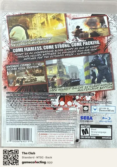 The Club PlayStation 3, NTSC box back