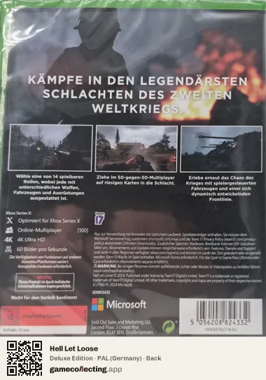 Hell Let Loose Xbox Series X, Germany box back