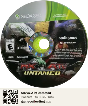 MX vs. ATV Untamed Xbox 360, NTSC disc