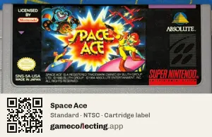 Space Ace Super Nintendo Entertainment System, NTSC cartridge label