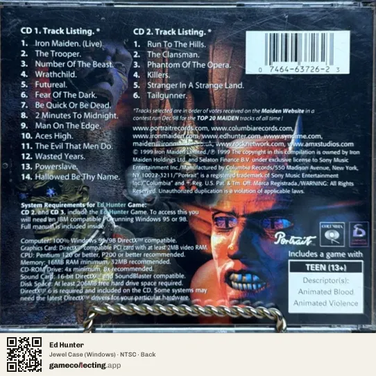 Ed Hunter Computer, NTSC box back
