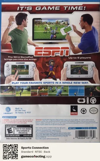 Sports Connection Nintendo Wii U, NTSC box back