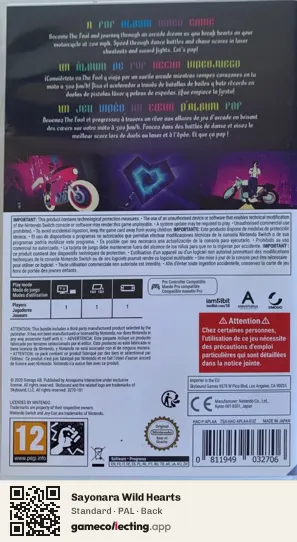 Sayonara Wild Hearts Nintendo Switch, PAL box back