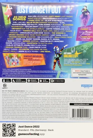 Just Dance 2022 PlayStation 5, Germany box back