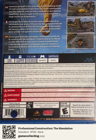 Professional Construction: The Simulation PlayStation 4, NTSC box back