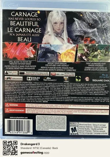 Drakengard 3 PlayStation 3, Canada box back
