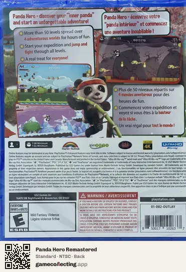 Panda Hero Remastered PlayStation 5, NTSC box back