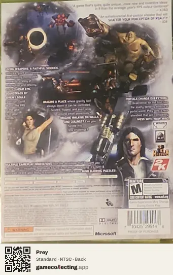 Prey Xbox 360, NTSC box back