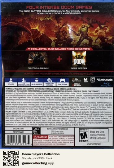 Doom Slayers Collection PlayStation 4, NTSC box back