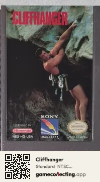 Cliffhanger Nintendo Entertainment System, NTSC cartridge label