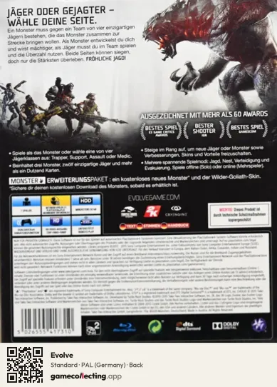 Evolve PlayStation 4, Germany box back