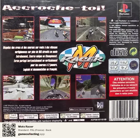 Moto Racer PlayStation, France box back