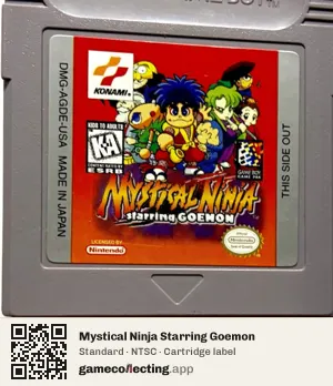 Mystical Ninja Starring Goemon Game Boy, NTSC cartridge label