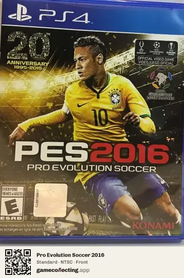 Pro Evolution Soccer 2016 PlayStation 4, NTSC box front