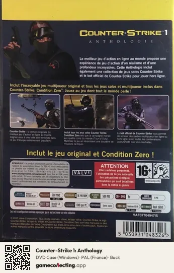 Counter-Strike 1: Anthology Computer, France box back