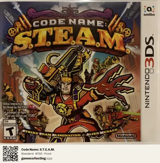 Code Name: S.T.E.A.M. Nintendo 3DS, NTSC box front