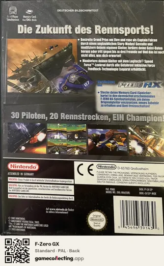 F-Zero GX Nintendo GameCube, PAL box back